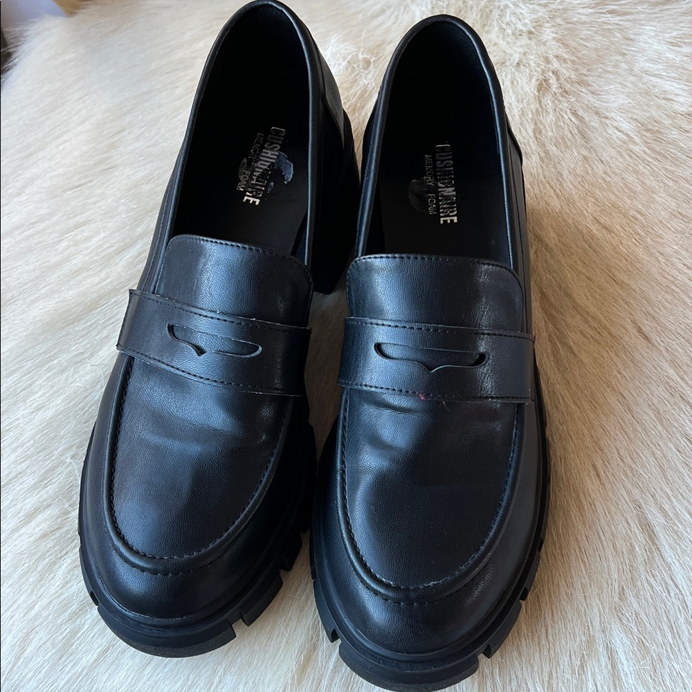 Black Lug Sole Loafers - Size 9